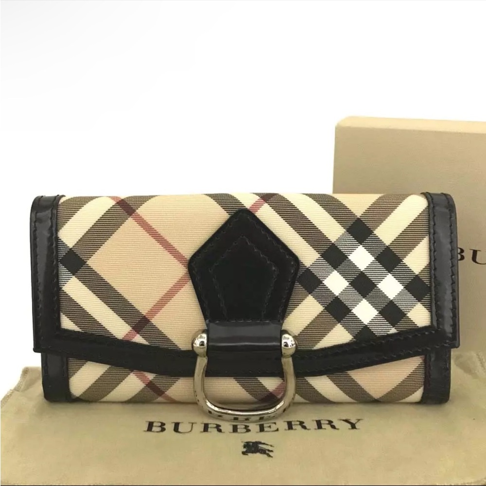 BURBERRY Nova Check PVC Leather Long Bifold Wallet